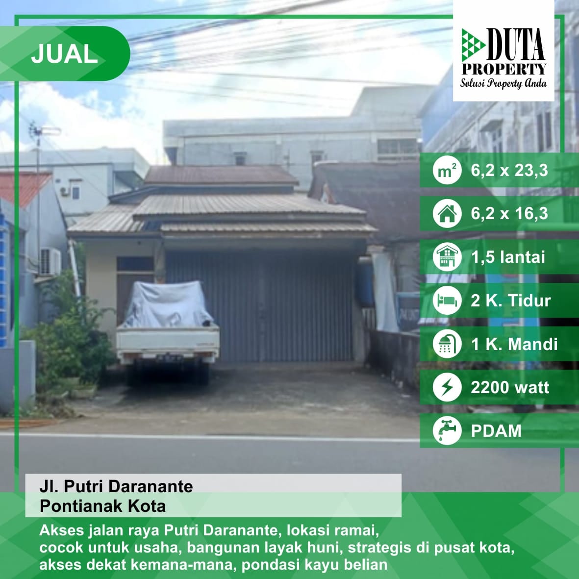 Dijual Rumah Siap huni Jl. Putri Dara nante - Pontianak Kota